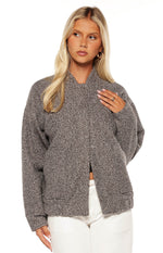 Warren Grey Boucle Button Up Bomber Jacket - PRE ORDER Image