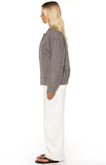 Warren Grey Boucle Button Up Bomber Jacket - PRE ORDER Image