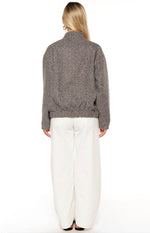 Warren Grey Boucle Button Up Bomber Jacket - PRE ORDER Image
