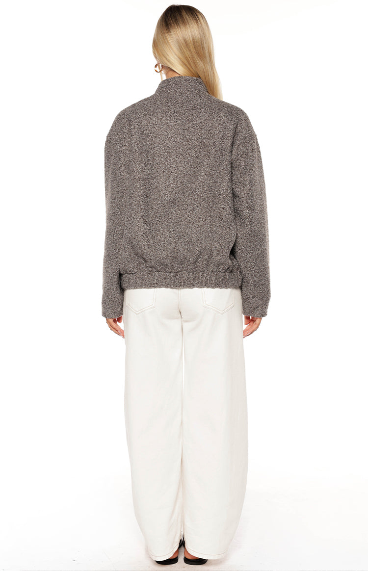 Warren Grey Boucle Button Up Bomber Jacket - PRE ORDER Image