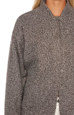 Warren Grey Boucle Button Up Bomber Jacket - PRE ORDER Image