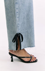 Willabelle Light Wash Denim Bow Hem Low Rise Jeans Image