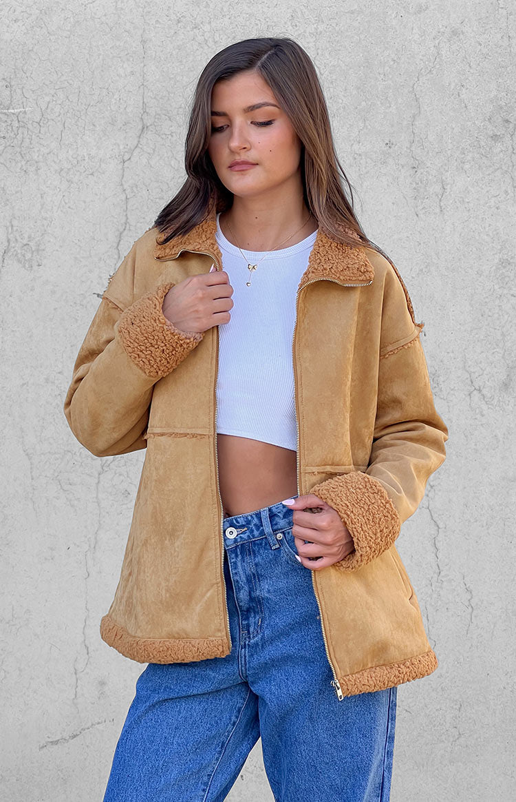 Willow Brown Suede Fur Jacket Image