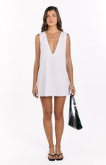 Wynn White Linen Shift Mini Dress Image