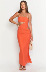 Xela Orange Strapless Maxi Dress Image