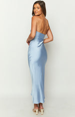 Xander Blue Satin Maxi Dress Image
