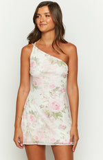 Yas One Shoulder White Floral Mini Dress Image
