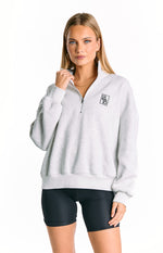 Yazmin Grey Marl Quarter Zip Jumper Image