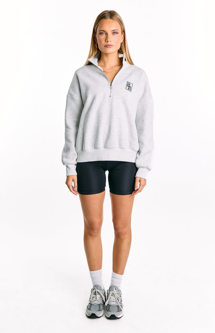 Yazmin Grey Marl Quarter Zip Jumper Image