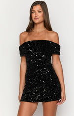 Zalea Black Sequin Mini Dress Image
