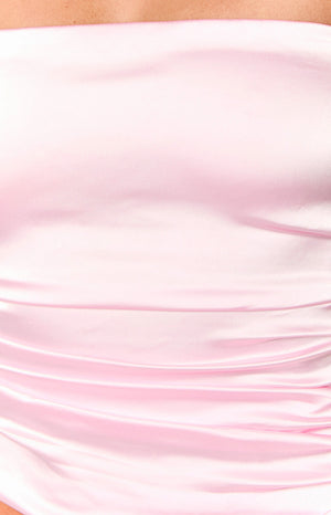 Zaylee Pink Strapless Satin Top