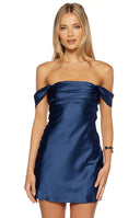 Zoella Tall Fit Navy Off The Shoulder Mini Dress