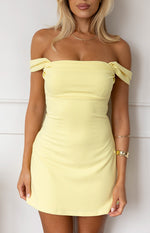 Zoella Yellow Off The Shoulder Crepe Mini Dress Image