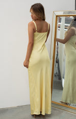 Zya Yellow Satin Maxi Dress Image
