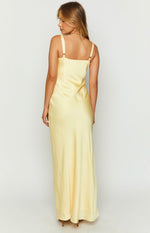 Zya Yellow Satin Maxi Dress Image