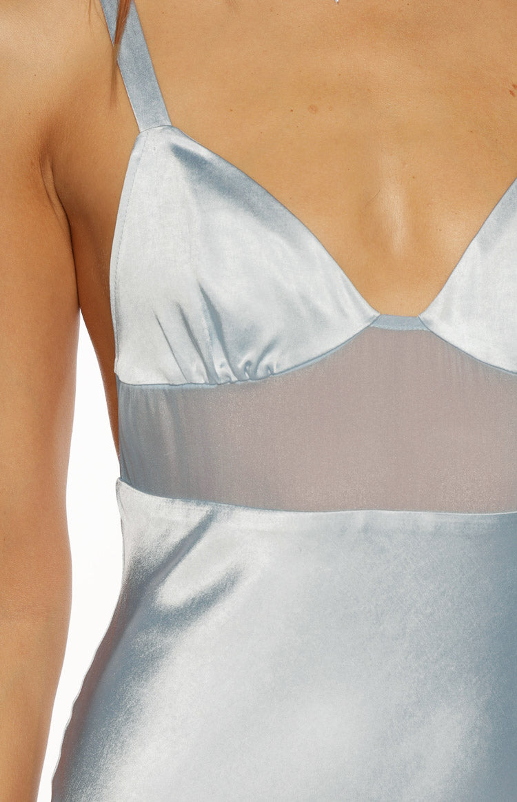 Ava Light Blue Satin Formal Maxi Dress Image