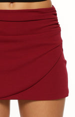 Bellah Burgundy Wrap Mini Skirt Image