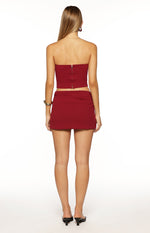 Bellah Burgundy Wrap Mini Skirt Image