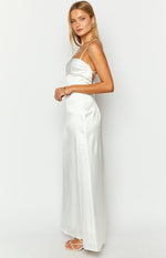 Blaise White Satin Maxi Dress Image