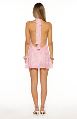 Bryan Pink Beaded Halter Neck Mini Dress Image