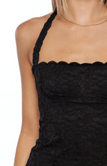 Charlee Black Lace Halter Neck Top Image