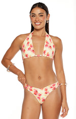 Coraya Yellow and Pink Floral Print Wrap Bikini Bottoms Image
