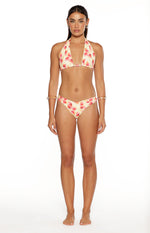 Coraya Yellow and Pink Floral Print Wrap Bikini Bottoms Image