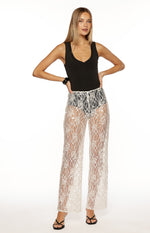Dani White Sequin Lace Sheer Pants Image