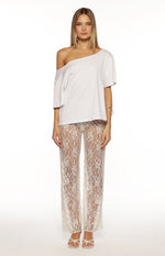 Dani White Sequin Lace Sheer Pants Image