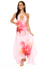 Elowen Pink Floral Halter Maxi Dress Image