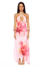Elowen Pink Floral Halter Maxi Dress Image