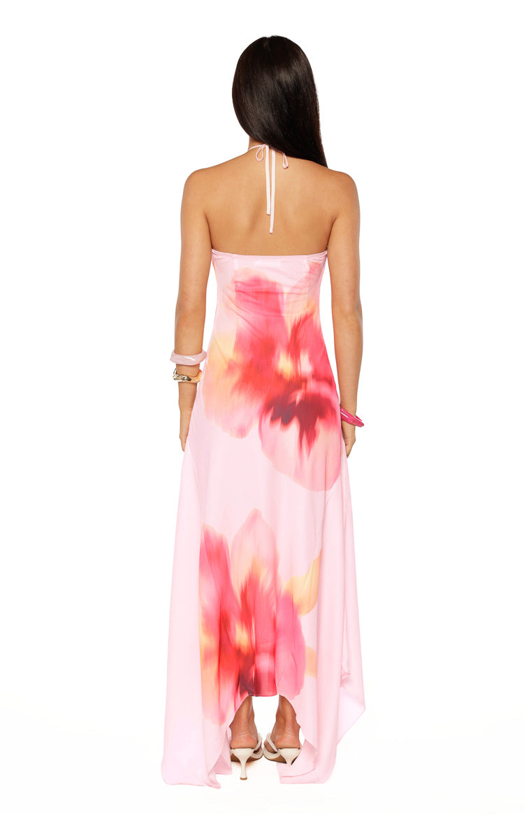 Elowen Pink Floral Halter Maxi Dress Image