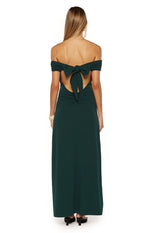 Erica Teal Crepe Off the Shoulder Maxi Dress Image