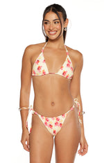 Fitzroy Yellow and Pink Floral Print Beaded Tie Bikini Bottoms Image