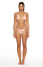 Fitzroy Yellow and Pink Floral Print Beaded Tie Bikini Bottoms Image