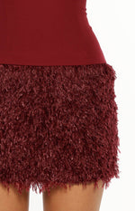 Halo Burgundy Strapless Fur Mini Dress Image