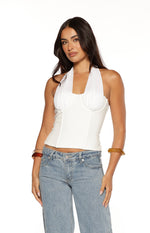 Ivie White Corset Halter Neck Top Image
