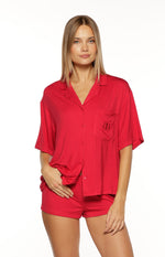 Jamey Burgundy Mini Pajama Shorts Image