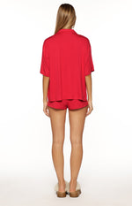 Jamey Burgundy Mini Pajama Shorts Image