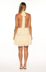 Jasleen Cream Halter Neck Mini Dress Image