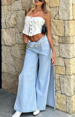 Marelle Light Denim Wide Leg Side Split Jeans Image