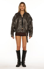 Jessica Anne PU Washed Black Jacket Image