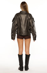 Jessica Anne PU Washed Black Jacket Image