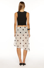 Jordan White Polka Dot Sheer Midi Skirt Image
