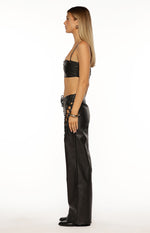 Joyner Black PU Leather Crop Top Image