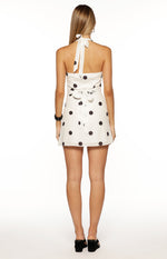 Karrie White Polka Dot Halter Mini Dress Image