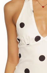 Karrie White Polka Dot Halter Mini Dress Image