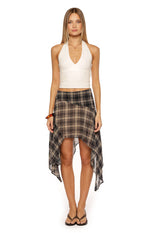 Khalea Blue Plaid Hanky Hem Midi Skirt Image