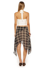 Khalea Blue Plaid Hanky Hem Midi Skirt Image