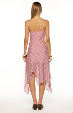 Milla Pink Plaid Hanky Hem Midi Dress Image